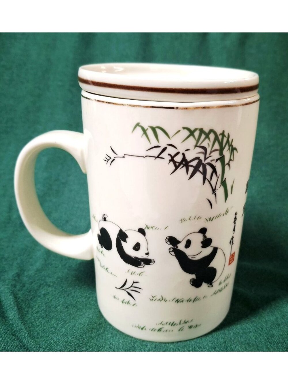 Panda-Themed Ceramic Mug With Infuser & Lid - World Market - Dishwasher & Microw